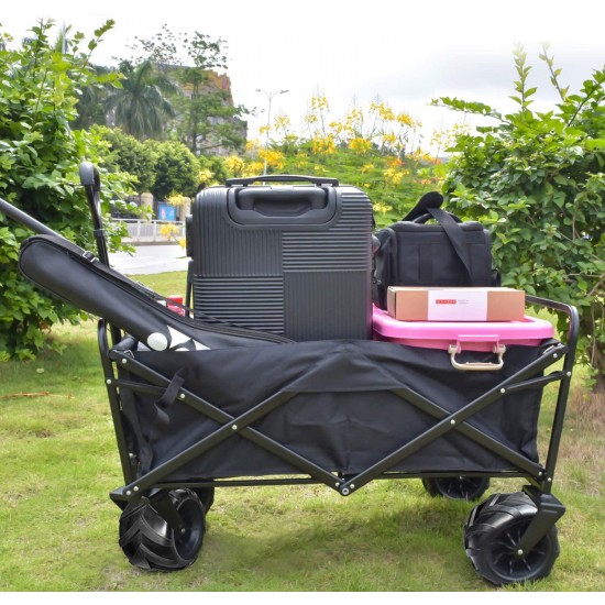 Wagon Collapsible with Beach Wheels Outdoor Utility Folding Camping Beach Cart Heavy Duty