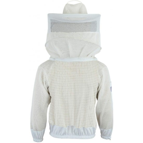 Bee Jackets JRVG 3X Layers Safety with Free Gloves - Unisex White Fabric Mesh Beekeeping Jacket - Beekeeping Round Veil Protective Clothing - Fully Ventilated Bee Keeping Jacket