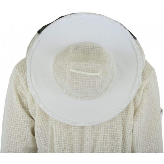 Bee Jackets JRVG 3X Layers Safety with Free Gloves - Unisex White Fabric Mesh Beekeeping Jacket - Beekeeping Round Veil Protective Clothing - Fully Ventilated Bee Keeping Jacket