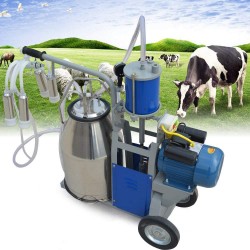 Single Handle Piston Milking Machine Auto Electric Milking Machine with Vacuum Piston Pump for Farm Cow Cattle 24L 10-12 Cows/H