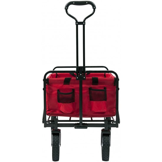 Meda 40848 | Collapsible Folding Outdoor Utility Wagon Cart (Red)