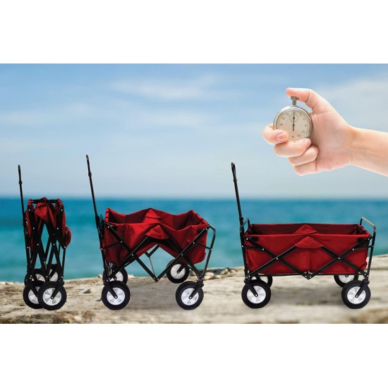 Meda 40848 | Collapsible Folding Outdoor Utility Wagon Cart (Red)