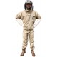 Honey Bee Safe Tan Beekeeper Suit 100% Cotton Khaki Beekeeping Jacket and Cargo Pants Combo with Detachable Hooded Veil Beekeepers Supple Leather Gloves (XLarge)