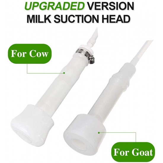 QHWJ 5L Goat Cow Milking Machine Electric Milking Pump Stainless Steel Milk Barrel Vacuum Milker Kit with 2 Teat Cups and Cleaning Brush,Goat