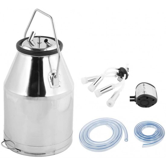 Portable Farm Milking Can, Stainless Steel Milking Machine Bucket Tank 6.6 gallons Milk Transport Barrel Oil Wine Canister Tank