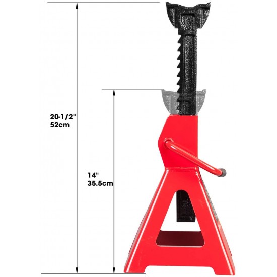 BIG RED T43006 Torin Steel Jack Stands (Fits: SUVs and Extended Height Trucks): 3 Ton (6,000 lb) Capacity, Red, 1 Pair