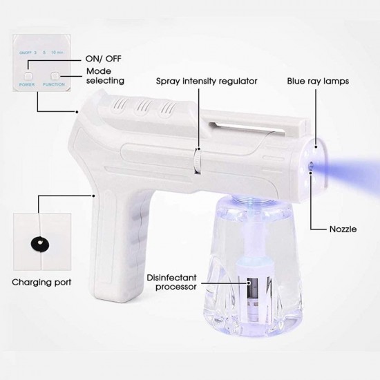 Eagou Diary Spray Blue Light Fogger Electric Sprayer Nano Sodium Hypochlorite Generating for Multifunctional for Home Office Machine Rechargeable Mini Cold with Electrolysis of Sodium Chloride.