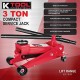 K Tool International 3 Ton Floor Jack Compact Service Jack Wide Lifting Range Jacks Cars and Truck, Swivel Rear Casters, Heavy Duty Steel, Premium Material KTI63131A