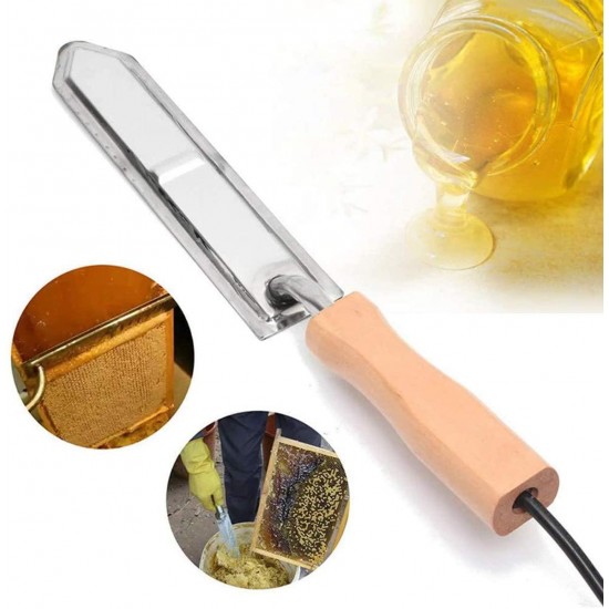 Electric Honey Knife, Honey Heating Extractor Knife Honey uncapping Scraper with Wood Handle, Stainless-Steel Electric Heat Thermostat uncapping Knife for Beekeeper