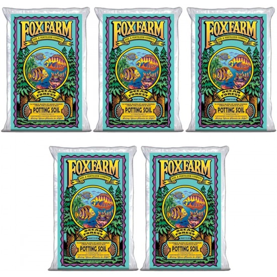 FoxFarm FX14000 Ocean Forest Organic Plant Garden Potting Soil Mix 1.5 cu ft, 40 Pounds (5 Pack)