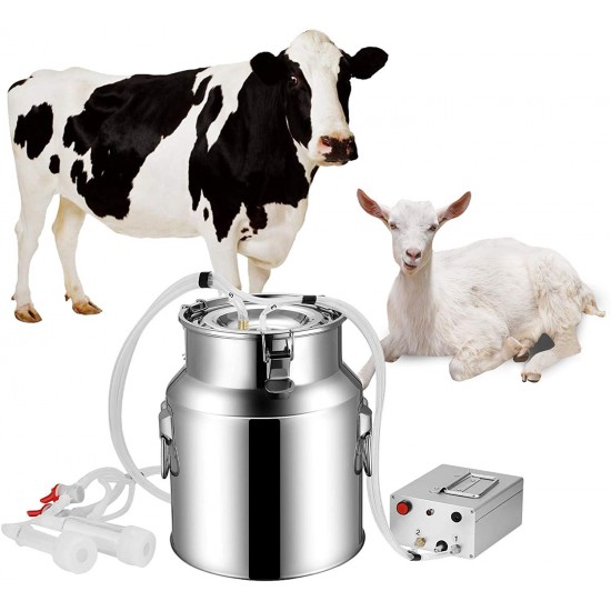 SEAAN 14L Cow Goat Milking Machine Electric,Portable Electric Milking Machine,Milk Machine Pulsation Vacuum Pump Milker, Adjustable Vacuum Pump