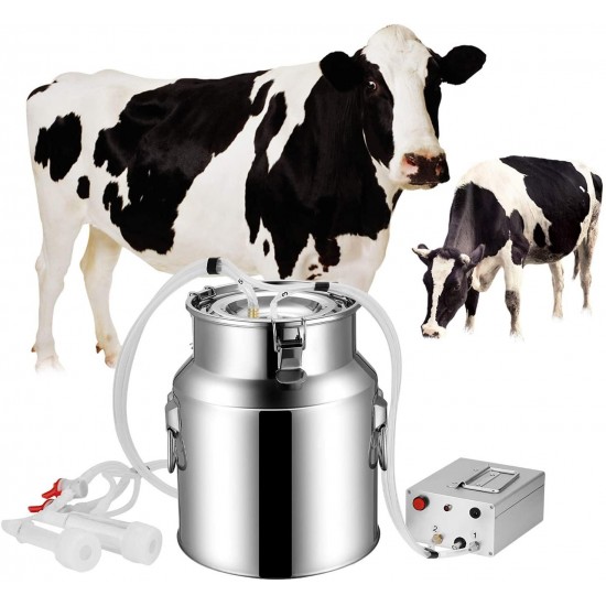 SEAAN 14L Cow Goat Milking Machine Electric,Portable Electric Milking Machine,Milk Machine Pulsation Vacuum Pump Milker, Adjustable Vacuum Pump