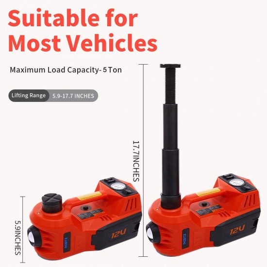 STANDTALL Electric Car Jack 5 Ton 12V Hydraulic Car Jack LED Light Portable Car Repair Tool Kit