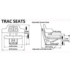 Black TRAC SEATS Brand Waffle Style Universal Tractor Suspension SEAT with TILT FITS Massey Ferguson 230 231 234 234H 234S 235 240 245 250 254 255 (Same Day Shipping - Delivers in 1-4 Business Days)