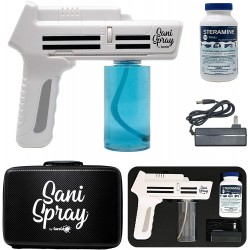 CureCor SaniSpray Black - Commercial Sanitizing Sprayer, Portable and Cordless Handheld Sprayer with Bluelight for Precision Spraying. Travel Storage Case and Sanitizing Steramine Tablets Included