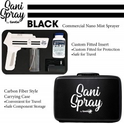 CureCor SaniSpray Black - Commercial Sanitizing Sprayer, Portable and Cordless Handheld Sprayer with Bluelight for Precision Spraying. Travel Storage Case and Sanitizing Steramine Tablets Included