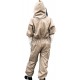 Honey Bee Safe Tan Beekeepers Suit 100% Cotton Full Body Coverall in Khaki with Detachable Hooded Veil and Supple Leather Gloves for Women (XXLarge)