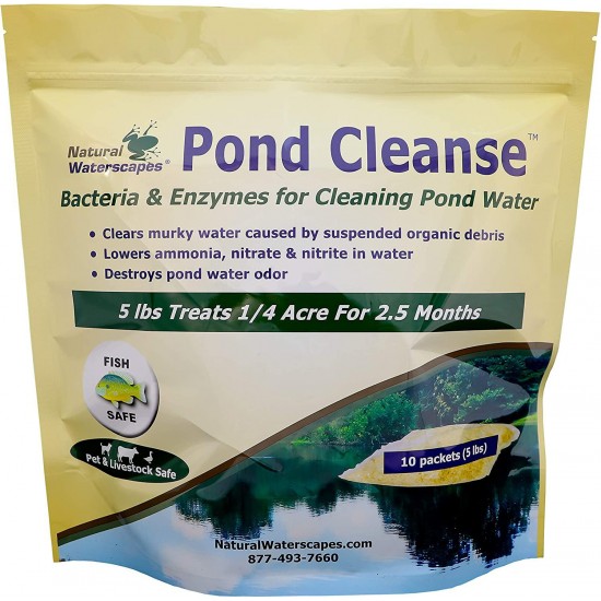 Natural Pond Cleaner Pack | Pond Clarifier Packets & Muck Reducer pellets | 1/4 Acre Pond Treatment