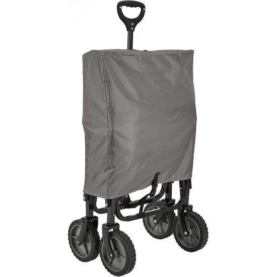 Basics Garden Tool Collection - Collapsible Folding Outdoor Garden Utility Wagon with Cover Bag, Grey