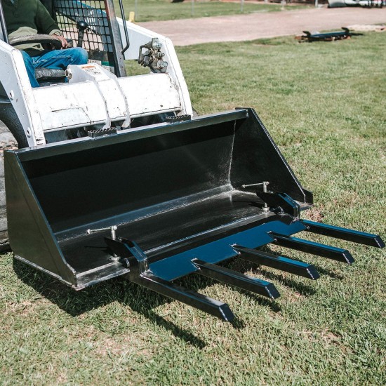 Titan Attachments Heavy Duty 48 in Wide x 21 Clamp-On Debris Forks v2 2500 lb Capacity for Loader Buckets, Skid Steers