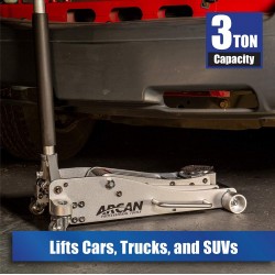 Arcan 3-Ton Quick Rise Aluminum Floor Jack with Dual Pump Pistons & Reinforced Lifting Arm (ALJ3T / A20018)