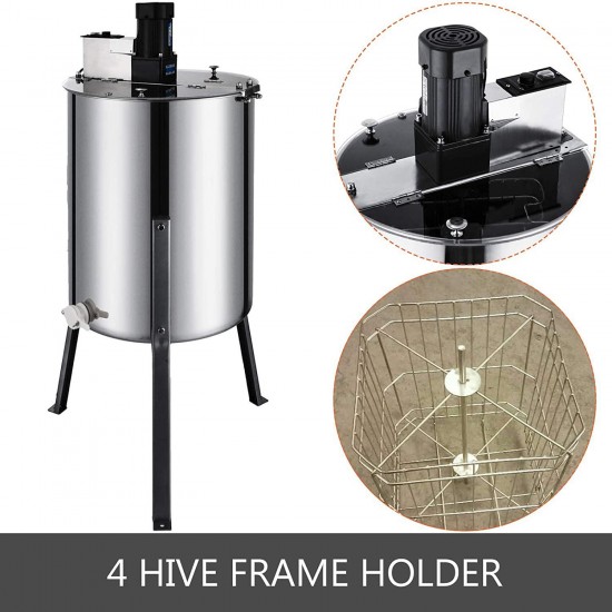 BestEquip Electric Honey Extractor Separator 4 Frame Bee Extractor Stainless Steel Honeycomb Spinner Crank. Beekeeping Extraction Apiary Centrifuge Equipment