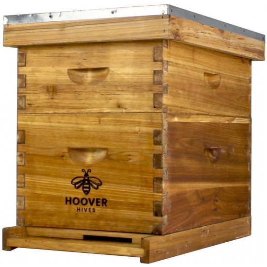 Hoover Hives 8 Frame Langstroth Beehive Dipped in 100% Beeswax Includes Wooden Frames & Waxed Foundations (1 Deep Box, 1 Medium Box)