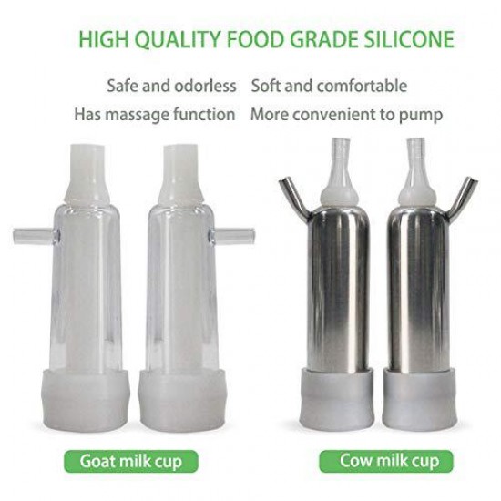 Cow Milking Machines Pulsation Automatic - Household Goat Milking Supplies Vacuum Pump Milk Squeeze Soft for Nipples Silicone Hose and 304 Stainless Steel Portable Bucket 7L Pulse Equipment (Cow)