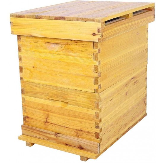 Focket Honey Keeper Beehive, 10 Frame Cedar Wood Waterproof Honey Super Brood Beehive Box Moisture-Proof Bee Hive House Deluxe Bee Hive Starter Kit Beekeeping Supplies, Insect Proof for Beekeepers