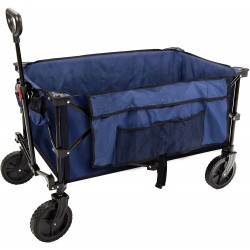 Coastrail Outdoor Collapsible Folding Wagon Utility Garden Cart 180lbs Heavy Duty All Terrain Universal Wheels & Telescoping Handle for Camping Grocery Sports Shopping, Navy Blue