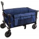 Coastrail Outdoor Collapsible Folding Wagon Utility Garden Cart 180lbs Heavy Duty All Terrain Universal Wheels & Telescoping Handle for Camping Grocery Sports Shopping, Navy Blue