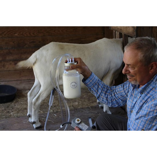 Milk Machine Rechargeable Vacuum-Manual Pulse Goat Sheep Cow 1/2 Gallon Dansha Farms PATENT US9,635,830 B2