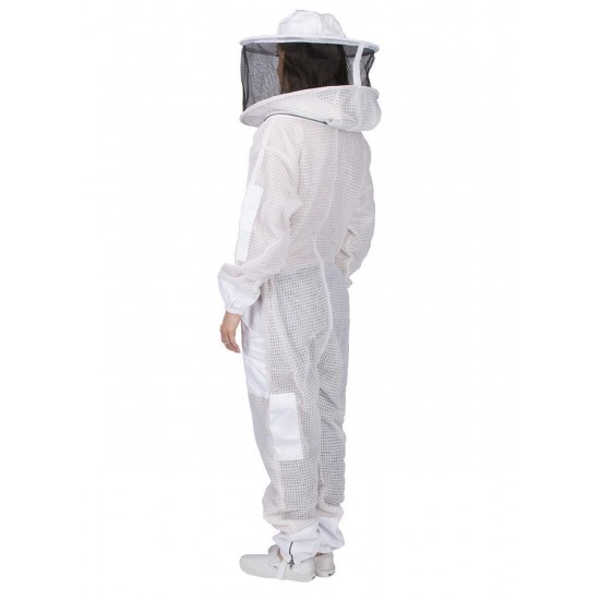 Ventilated Beekeeping Suit & Goatskin Gloves & Bee Family Stickers - YKK Metal Zippers - Men & Women - Total Protection - Self-Supporting Round Veil - Easily Take On & Off - 8 Pockets (Small)