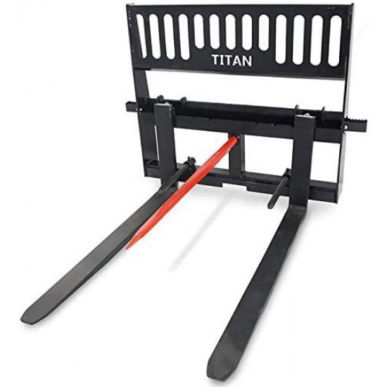 Titan Attachments HD Pallet Fork Hay Bale Spear Skid Steer Quick tach Tractor 48