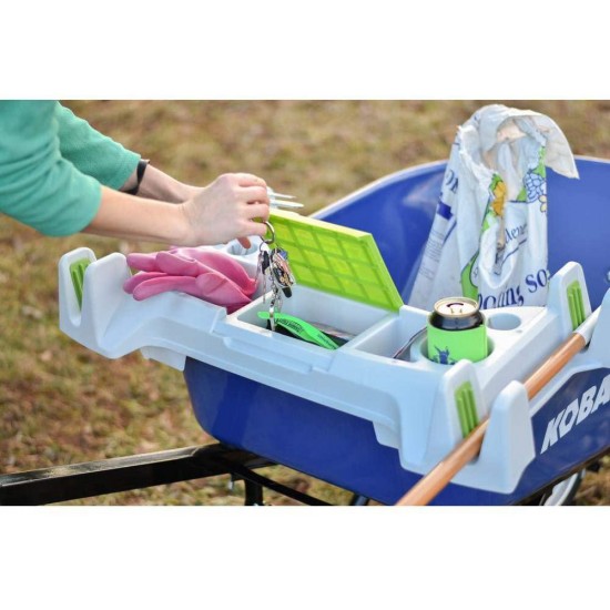 The Burro Buddy, USA Made Lawn/Garden Tray for All 4-6 cu. ft. wheelbarrows. Holds rake, Shovel, Short Handle Tools, Drinks & Water Tight Storage for Phone. Wheelbarrow not Included. Great Gift!