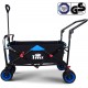 TMZ All Terrain Wide Wheel Utility Folding Wagon, Collapsible Garden Cart, Heavy Duty Beach Wagon Trolley with Adjustable Push Handle and Brake, 90 L Storage, Load of 120KG(Black/Blue)