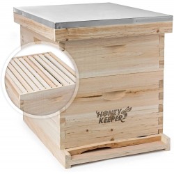 Honey Keeper Beehive 20 Frame Complete Box Kit (10 Deep and 10 Medium) with Metal Roof for Langstroth Beekeeping