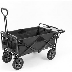 Mac Sports Collapsible Outdoor Utility Wagon with Folding Table and Drink Holders, Gray