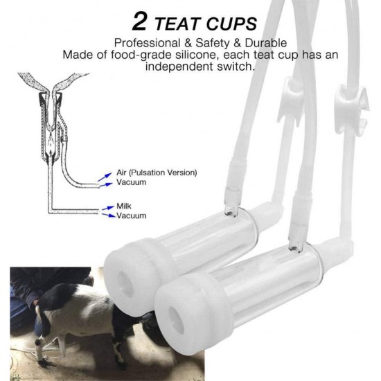 Hantop Goat Milking Machine, Pulsation Vacuum Pump Milker, Automatic Portable Livestock Milking Equipment (3L,for Goat)