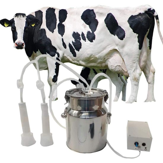 BEETLA Electric Pulsation Milking Machine 5L Portable Cow Milking Machine with 2 Teat Milker with Automatic Stop Device