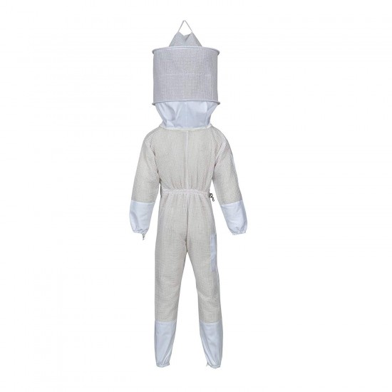 Ultra Breeze Bee Suit-Round Veil 3 Layers White Mesh & Cotton Bee Protective Clothing for Beekeepers, Apiary Suit-2XL