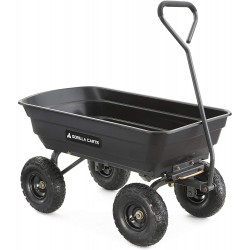 Gorilla Carts GOR4PS Poly Garden Dump Cart with Steel Frame and 10-in. Pneumatic Tires, 600-Pound Capacity, Black