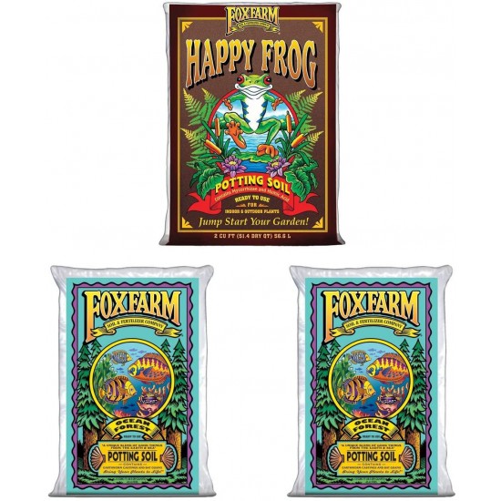 FoxFarm Ocean Forest Garden Soil Mix (2 Bags) and Happy Frog Organic Potting Soil Mix Bundle (1 Bag)