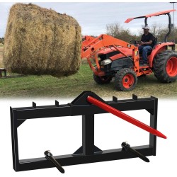 49 Inch Tractor Hay Spear Attachment EBESTTECH 3,000LBS Spike Skid Steer Quick Attach Bobcat Tractors with 1pc Red Hay Spear + 2pcs Black Stabilizer Spears Spike Fork Tine