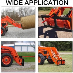 49 Inch Tractor Hay Spear Attachment EBESTTECH 3,000LBS Spike Skid Steer Quick Attach Bobcat Tractors with 1pc Red Hay Spear + 2pcs Black Stabilizer Spears Spike Fork Tine