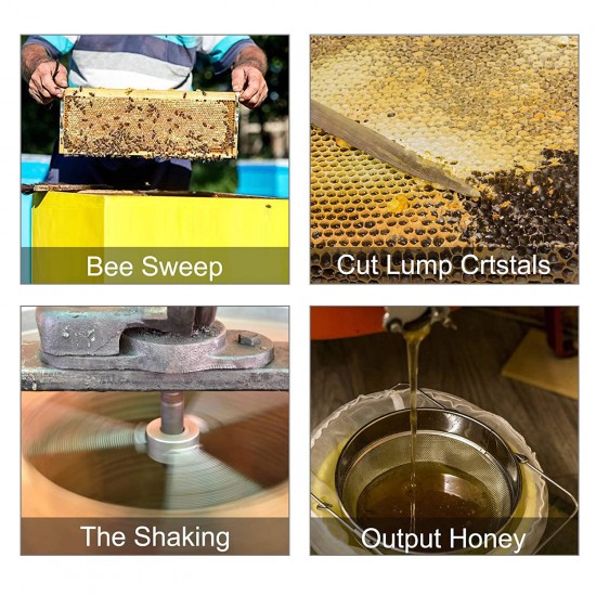 Tolsous Manual Honey Extraction Equipment Stainless Steel Bee Honey Extractor Stainless Steel 4 Frame Beekeeping Equipment Honey Shaker