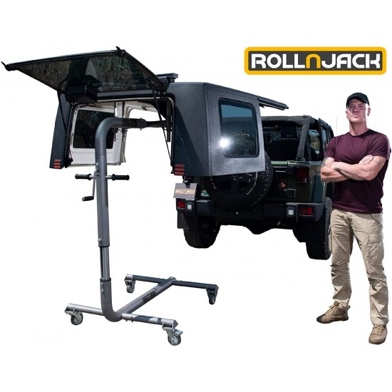 RollnJack Hard Top Removal Lift for Jeeps: 2007 -to- Present Jeeps (JK & JL), 2 and 4-Door Jeeps, Lifted Jeeps. Quick and Easy Assembly! Take Off Your Top in a Matter of Minutes