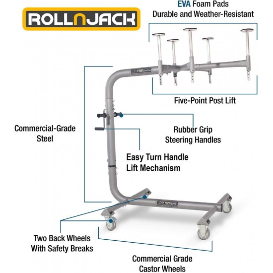 RollnJack Hard Top Removal Lift for Jeeps: 2007 -to- Present Jeeps (JK & JL), 2 and 4-Door Jeeps, Lifted Jeeps. Quick and Easy Assembly! Take Off Your Top in a Matter of Minutes