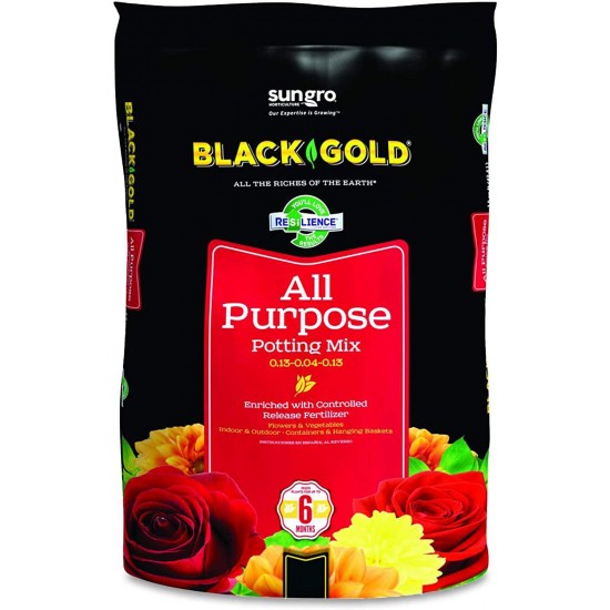 SunGro Black Gold All Purpose Potting Soil Fertilizer Mix for House Plants, Vegetables, Herbs and More, 2 Cubic Feet Bag (4 Pack)