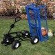 Sunnydaze Utility Steel Dump Garden Cart, Outdoor Lawn Wagon with Removable Sides, Heavy-Duty 660 Pound Capacity, Blue